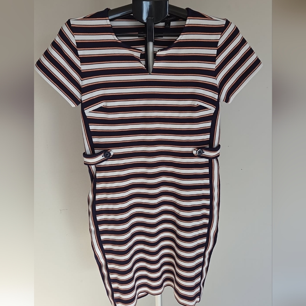 Banana Republic Navy and White Striped Mini Dress Size 6